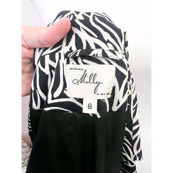 Milly Black and White Print Belted Trench Coat Size 6 NWOT - Picture 6 of 6